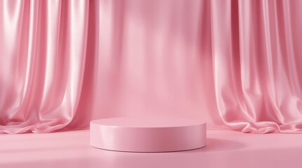 Luxury pink product background stand or podium pedestal on advertising display with blank backdrops. 3D rendering
