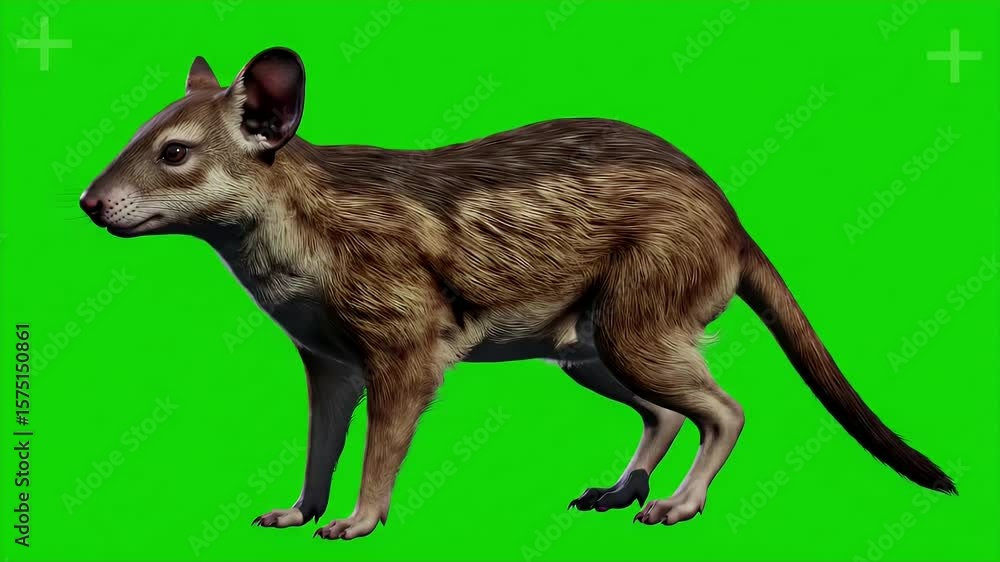 Poster jerboa standing isolated on green screen chroma key background in 3d render featuring rodent with fu