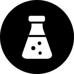 Chemical vial icon silhouette in circle