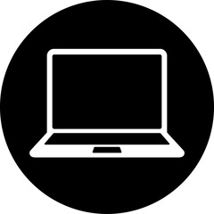 Laptop icon silhouette in circle