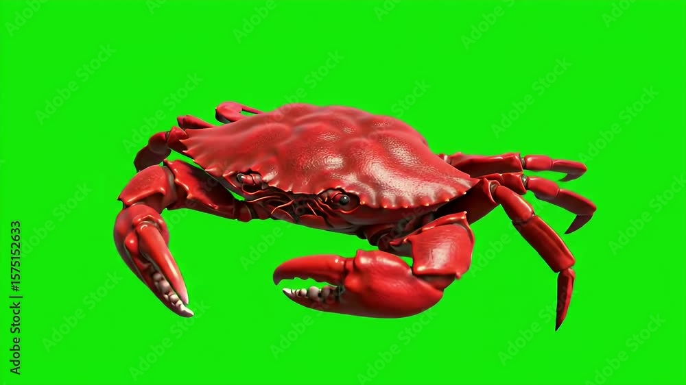 Poster vivid red crab 3d render isolated on green screen perfect for marine life summer themes and seamless