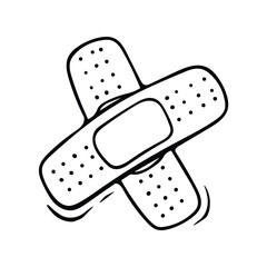 Hand drawn illustration of a medical adhesive bandage.