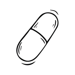 Hand-drawn illustration of a capsule.