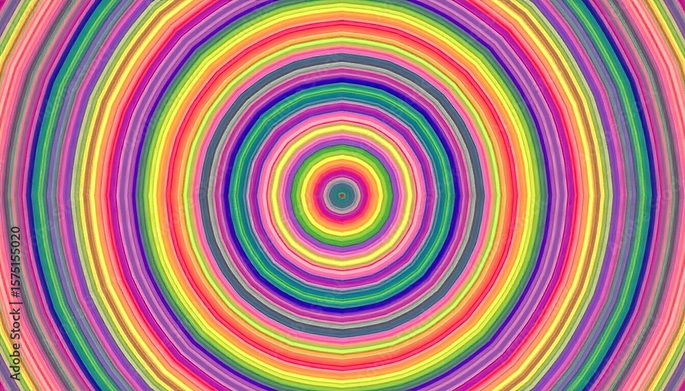 Poster colorful symmetric radial gradient kaleidoscope effect with concentric circles in abstract design