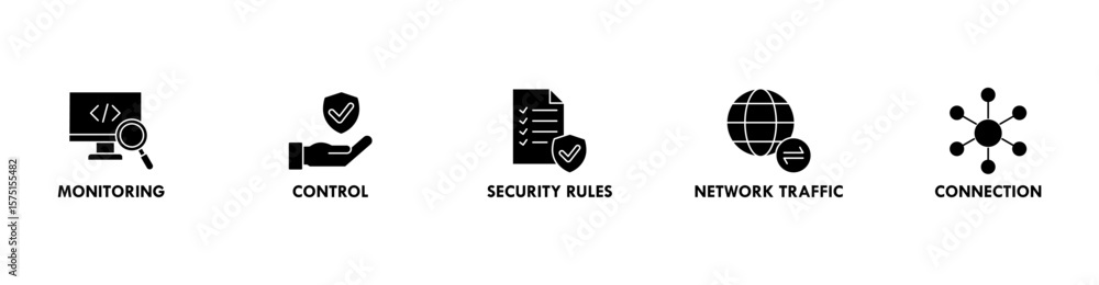 Poster firewall banner web icon vector illustration concept for network security system with icon of monito