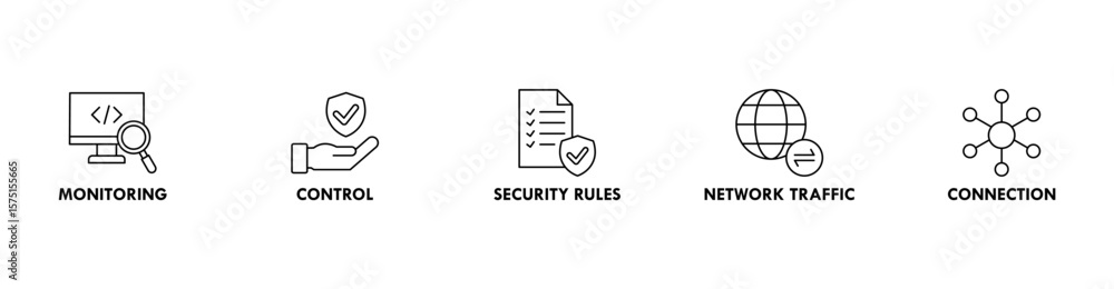 Poster firewall banner web icon vector illustration concept for network security system with icon of monito
