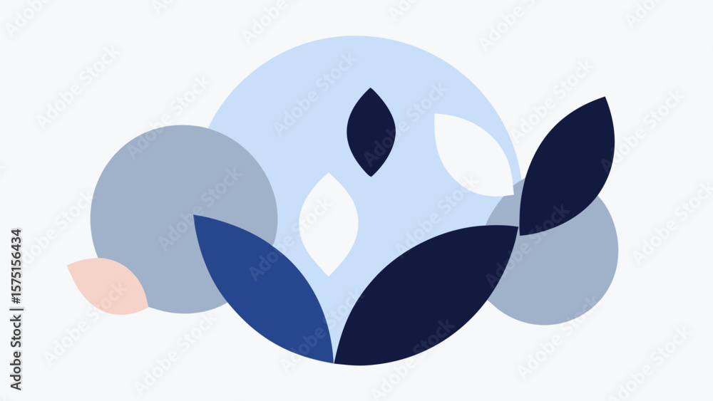 Poster abstract geometric composition in blue and white with transparent elements suitable for design