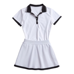 White and black women sport dress. classic athletic polo uniform for tennis or golf isolated on white background