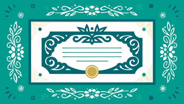 Elegant certificate design with decorative floral elements and transparent background