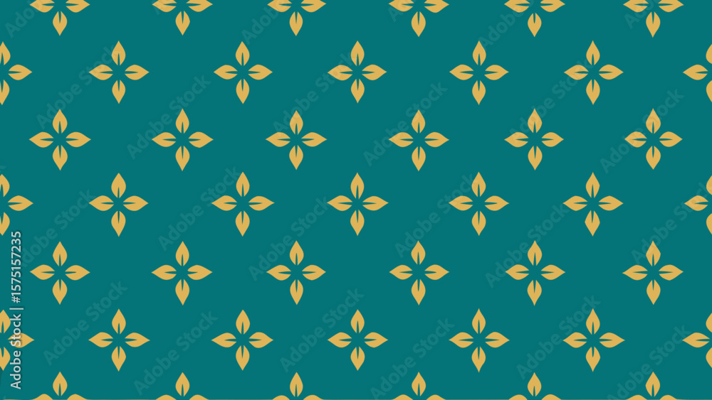 Poster elegant geometric leaf pattern on a teal background seamless design for various projects