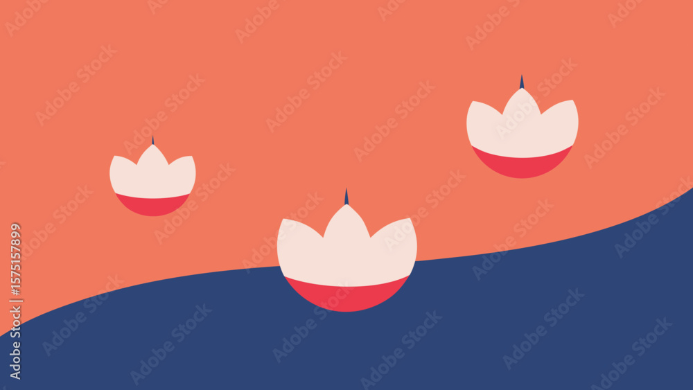 Poster stylized floral pattern with minimalist design in complementary color palette