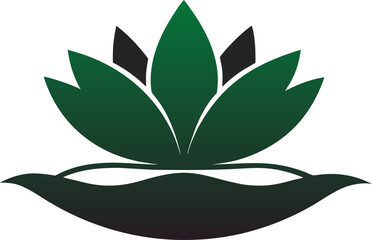 Silhouette of a lotus flower floating, aquatic plant with white background.