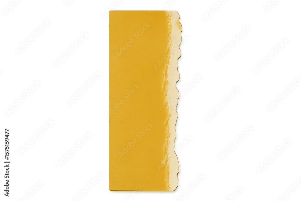 Aufkleber close-up of a torn piece of yellow paper with a transparent background, creating a simple yet striki