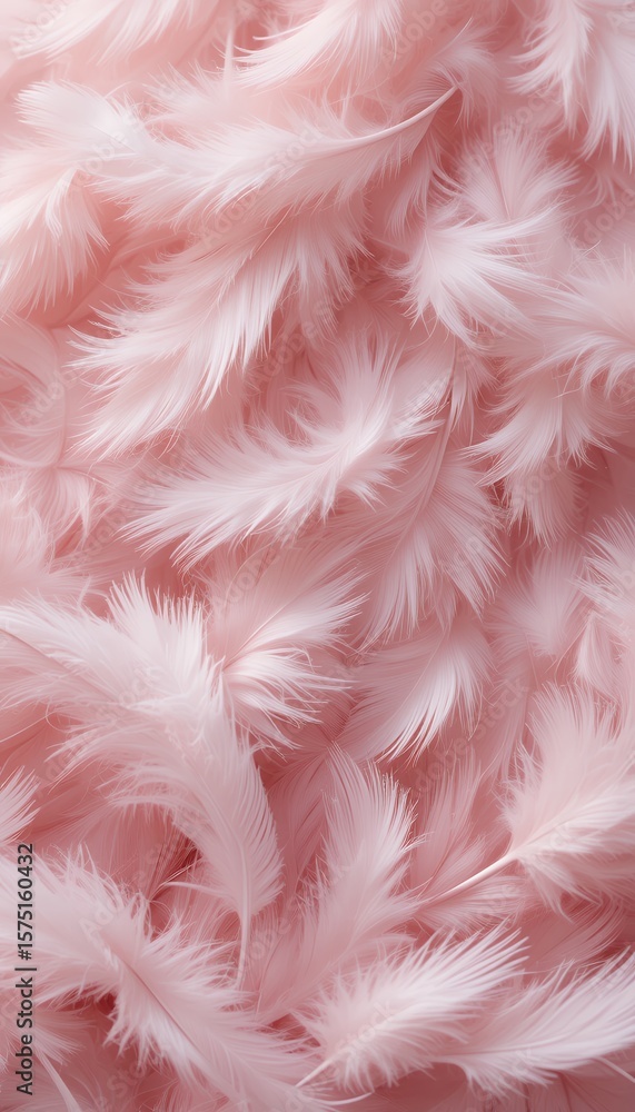 Poster soft and delicate close up of light pink feathers texture creating a gentle and airy mood