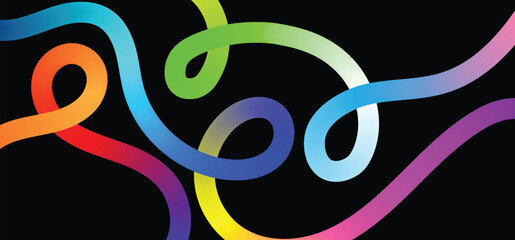 Abstract Background with Color Line Shapes. Geometric Pattern with Squiggle Gradient Elements stock illustration