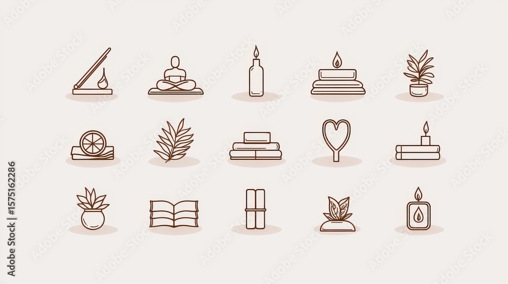 Poster a collection of educational and office related icons arranged on a simple minimalist workspace with 