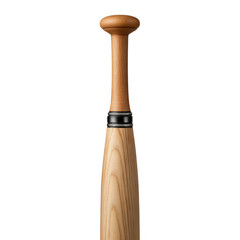 A light brown wooden baseball bat with a round handle is isolated on transparent background