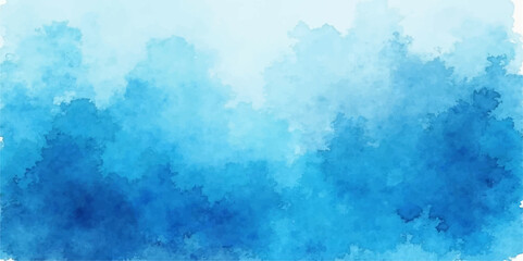 Abstract blue watercolour background with sky and cloud textures and vintage grunge paper effect