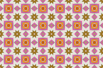 Seamless Background Graphic Fabric Tile Shape Fashion Perspective Geometric Visual Textile Interior Endless Luxury Digital Wallpaper Template Symmetric Cloth Art Texture Design Decoration Pattern.