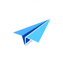 Fototapeta premium Blue Paper Airplane Icon