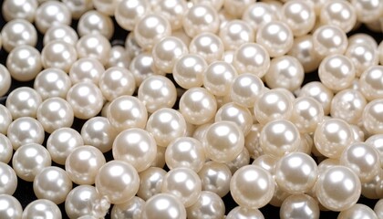 Close-up of many round pearls