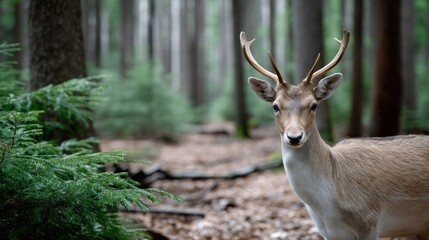 Obraz premium Close-up of a fawn in a forest