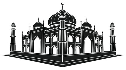 Mughal Pavilion Silhouette &ndash; Indo-Islamic Architectural Landmark Icon