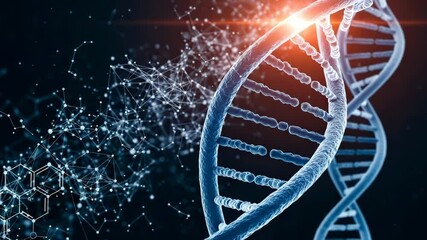 A double helix dna strand with a network of connections represents the future of genetic research and biotechnology - Powered by Adobe