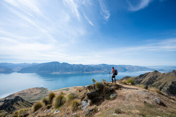 Fototapeta premium Lake Hawea view from Isthmus Peak, New Zealand