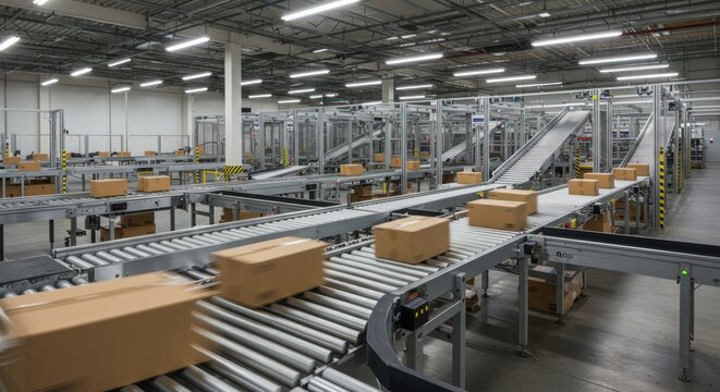 Automated conveyance system featuring multiple conveyor belts for efficient package handling in a