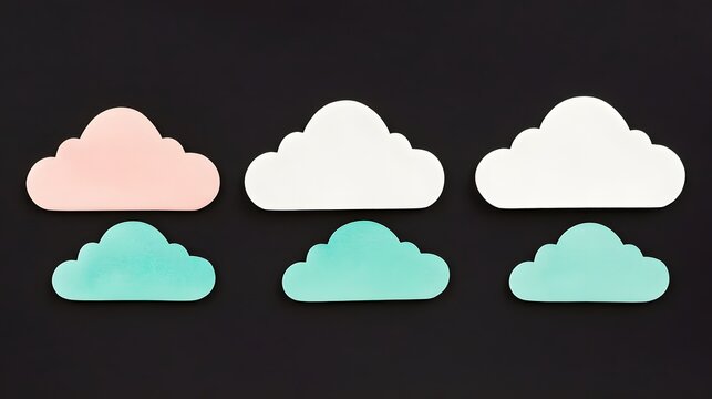 Colorful Cloud Shaped Sticky Notes on Black Background - Powered by Adobe