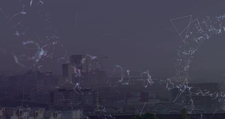 Drifting wireframes forming mesh, pulsing particles converging energy ring for network activation - Powered by Adobe