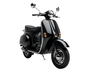 Sleek black classic vintage scooter showcased in minimalist studio lighting environment