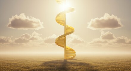 Golden spiral staircase in a golden field