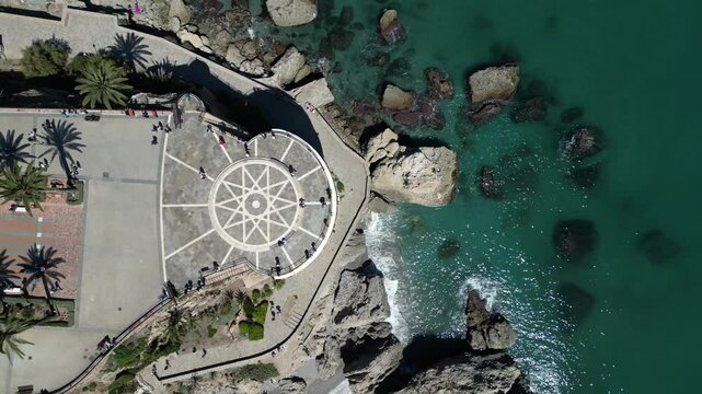 Aerial view of Balcon de Europa and coastline, Spain.