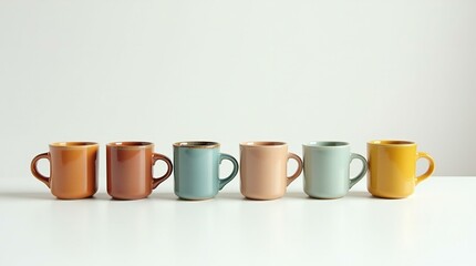 Three Ceramic Mugs in White Background.