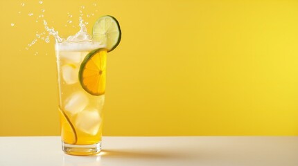 A Fresh Cup of Ice Tea with Ice Cubes.