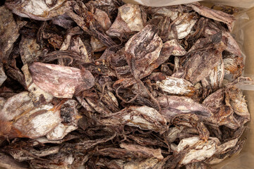Dried squid sold on the market.