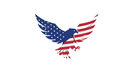 Patriotic Eagle Logo with American USA Flag Wings Vector Illustration