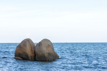 Unique rock formation at Teluk Cempedak Beach at Kuantan, Malaysia