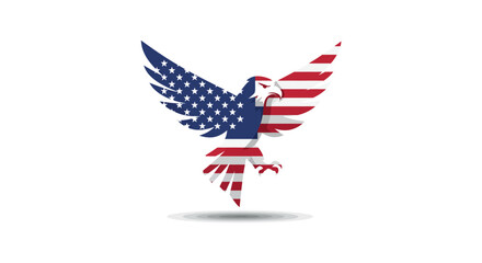 Patriotic Eagle Logo with American USA Flag Wings Vector Illustration