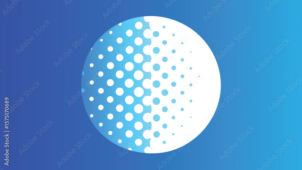 Poster abstract blue gradient circle with halftone pattern on a vibrant color background