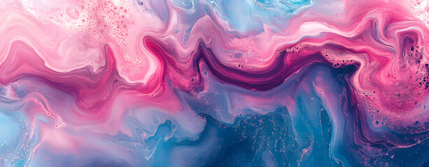 An abstract watercolor background with soft blue and pink paint splashes creates a fluid, artistic texture perfect for modern design