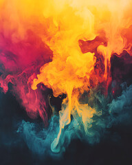 Abstract inferno of red and orange flames with black smoke blazing intensely in the sky