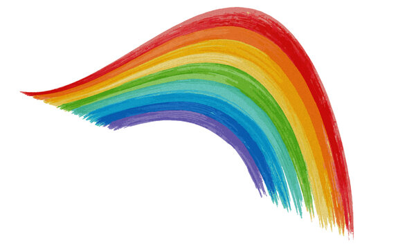  colorful rainbow arch with red orange yellow green blue indigo and violet symbol of hope and diversity  white background
