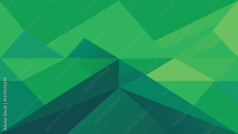 Poster abstract green geometric background with overlapping triangular and polygonal shapes