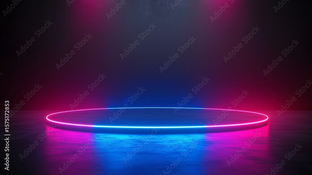 Aufkleber abstract neon futuristic background with cyberpunk-inspired glow and smooth gradients in blue and pi