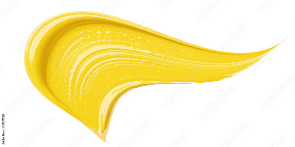 Poster vibrant yellow paint smear on a plain white background in studio lighting creating an abstract and a
