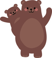 Bear mom and kid illustration.