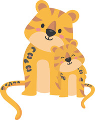 Bear mom and kid illustration.